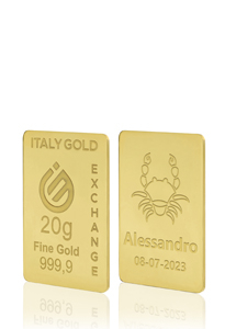 Lingotto Oro segno zodiacale Cancro 24 Kt da 20 gr. - Idea Regalo Segni Zodiacali - IGE: Italy Gold Exchange